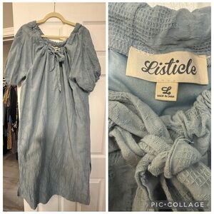 Listicle Soft Blue Textured Dress